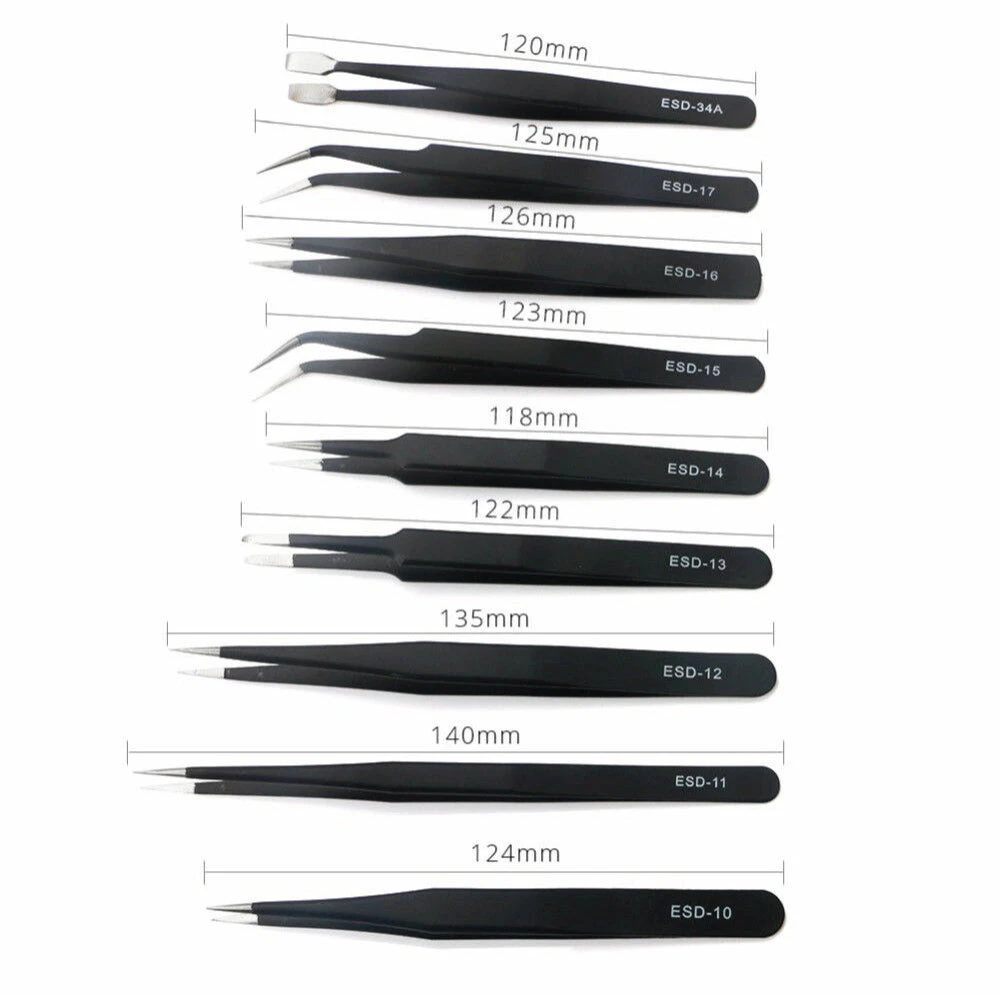 9 Piece Precision Tweezer Set With Bag 3 9 Piece Precision Tweezer Set With Bag - Image 3