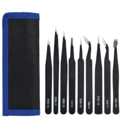 9 Piece Precision Tweezer Set With Bag