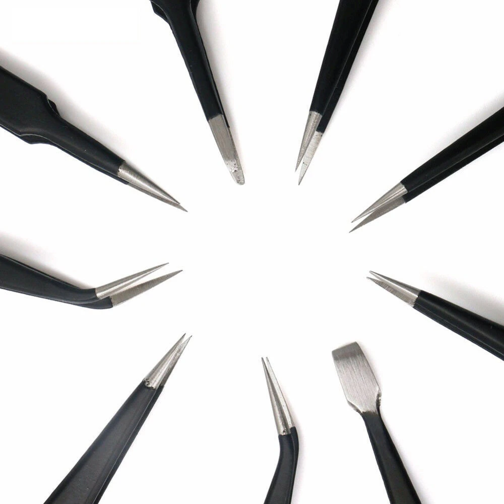 9 Piece Precision Tweezer Set With Bag 4 9 Piece Precision Tweezer Set With Bag - Image 4