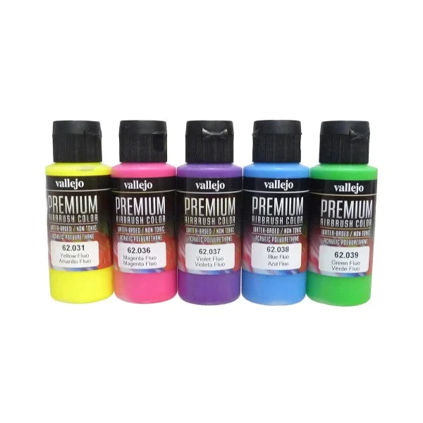 Vallejo 62102 Premium Colour Fluos Colors 5 Colour Set Acrylic Airbrush Paint 1 Vallejo 62102 Premium Colour Fluos Colors 5 Colour Set Acrylic Airbrush Paint