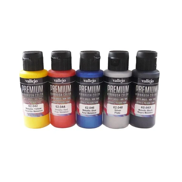 Vallejo 62103 Premium Colour Metallics 5 Colour Set Acrylic Airbrush Paint 2 Vallejo 62103 Premium Colour Metallics 5 Colour Set Acrylic Airbrush Paint - Image 2