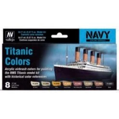 Vallejo 71646 Model Air Titanic Colours Acrylic 8 Colour Paint Set