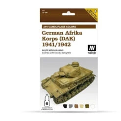 Vallejo 78409 Model Air AFV Set German Afrika Korps 1941/1942 DAK 6 Colour Acrylic Paint Set