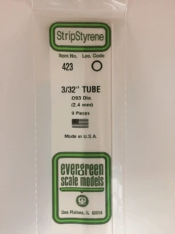 Evergreen 423 White Polystyrene Round Tube 0.093 X 24 / 2.4mm X 61cm