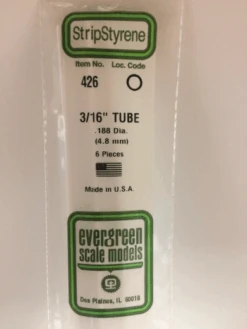 Evergreen 426 White Polystyrene Round Tube 0.188 X 24 / 4.8mm X 61cm