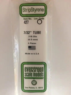 Evergreen 427 White Polystyrene Round Tube 0.219 X 24 / 5.6mm X 61cm