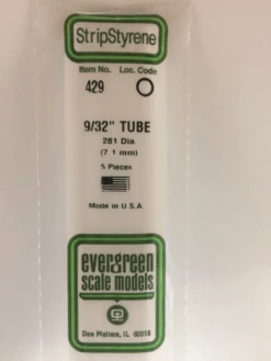 Evergreen 429 White Polystyrene Round Tube 0.281 X 24 / 7.1mm X 61cm