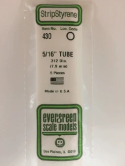 Evergreen 430 White Polystyrene Round Tube 0.312 X 24 / 7.9mm X 61cm