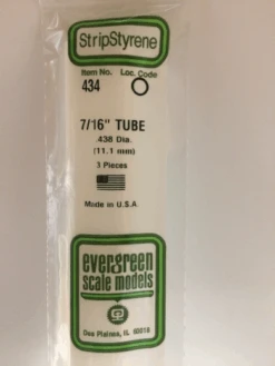 Evergreen 434 White Polystyrene Round Tube 0.438 X 24 / 11.1mm X 61cm