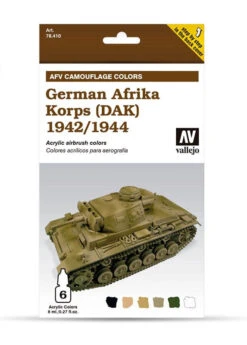 Vallejo 78410 Model Air AFV Set German Afrika Koorps 1942/1944 DAK 6 Colour Acrylic Paint Set