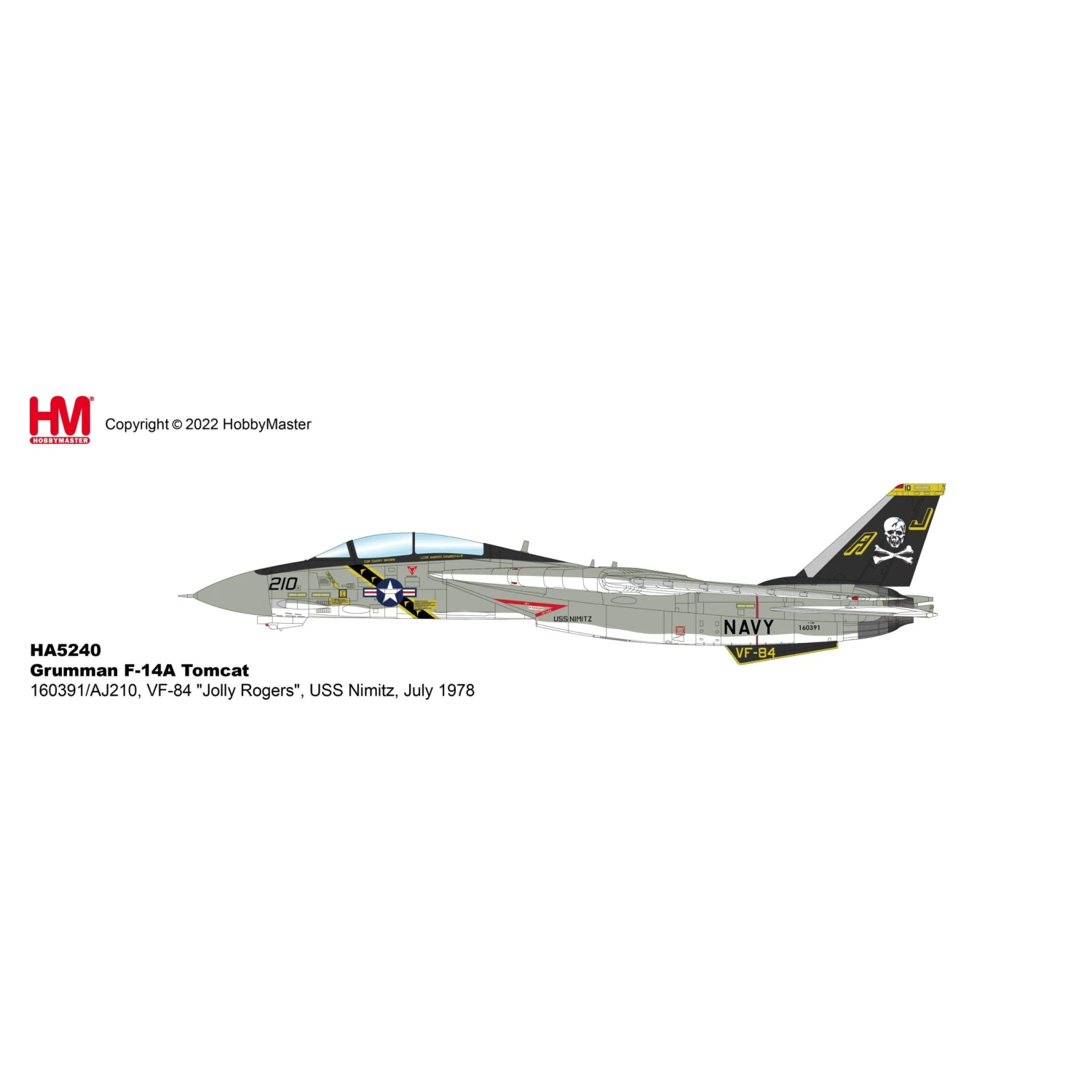 1/72 Grumman F14A Tomcat 160391/AJ210 VF84 Jolly Rogers USS Nimitz July 1978 8 1/72 Grumman F14A Tomcat 160391/AJ210 VF84 Jolly Rogers USS Nimitz July 1978 - Image 8