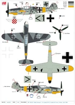 1/48 BF109G6 Mato Dukovac 15.JG 52 Croatia Air Force Crimea April 1944 16 1/48 BF109G6 Mato Dukovac 15.JG 52 Croatia Air Force Crimea April 1944 -Model Toy Store HA8760 2