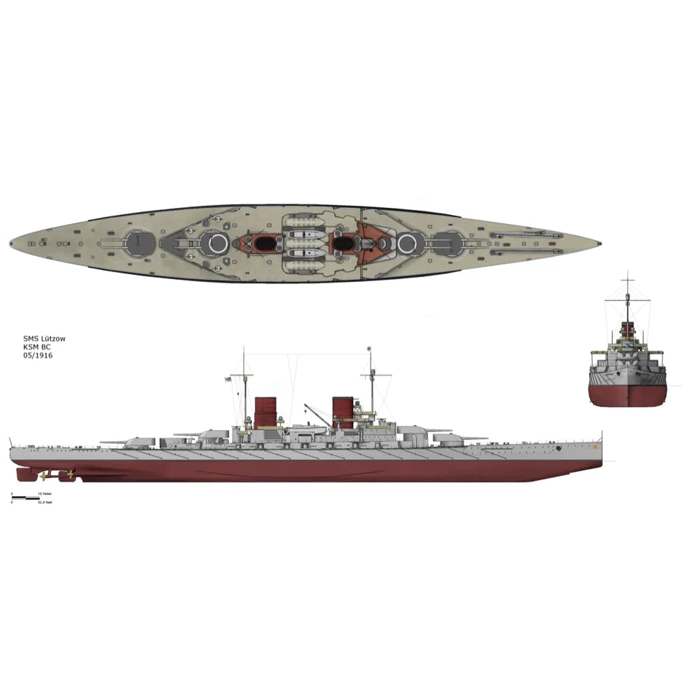 Takom 1/700 SMS Derfflinger 1916 Full Hull Plastic Model Kit 4 Takom 1/700 SMS Derfflinger 1916 Full Hull Plastic Model Kit - Image 4