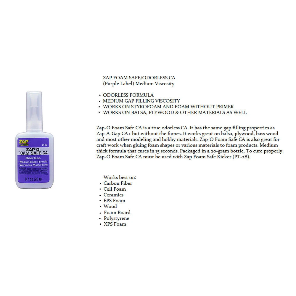 ZapO Odorless Foam Safe CA 20g 3 ZapO Odorless Foam Safe CA 20g - Image 3