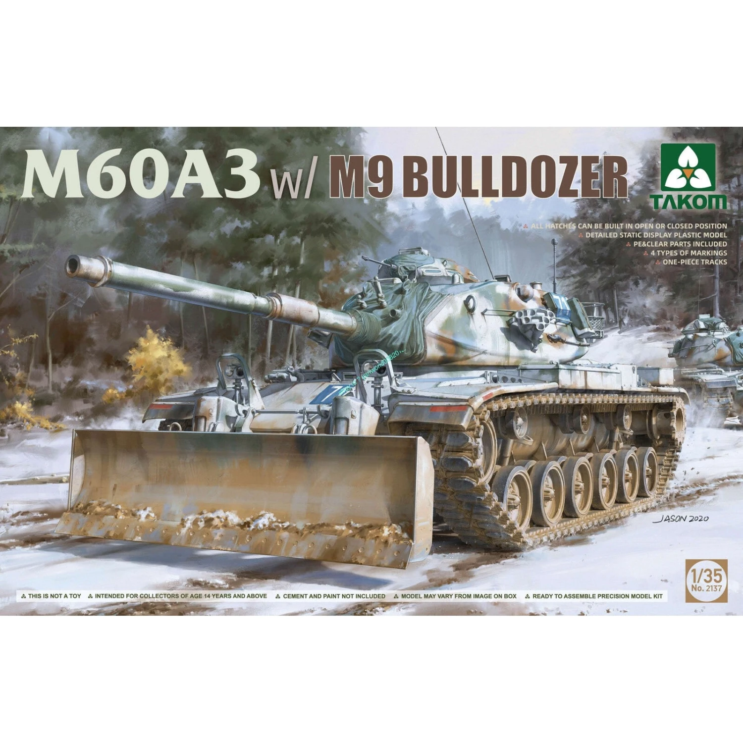 Takom 2137 1/35 M60A3 W/M9 BULLDOZER Plastic Model Kit 3 Takom 2137 1/35 M60A3 W/M9 BULLDOZER Plastic Model Kit - Image 3