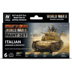 Vallejo 70209 Model Colour WWII Italian Armour And Infantry Acrylic 6 Colour Paint Set